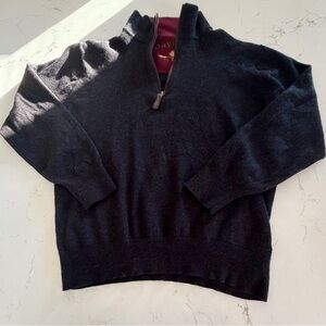 Orvis Men’s  Charcoal Gray 100% Merion Wood Quarter Zip Sweater